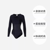 Speedo速比涛连体泳衣新款女装健身训练游泳长袖泳衣泳装
