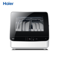 海尔（Haier）小海贝洗碗机 家用6套容量 进口变频电机 双重高效烘干持续高温消毒除菌台式洗碗机 HTAW50STGB
