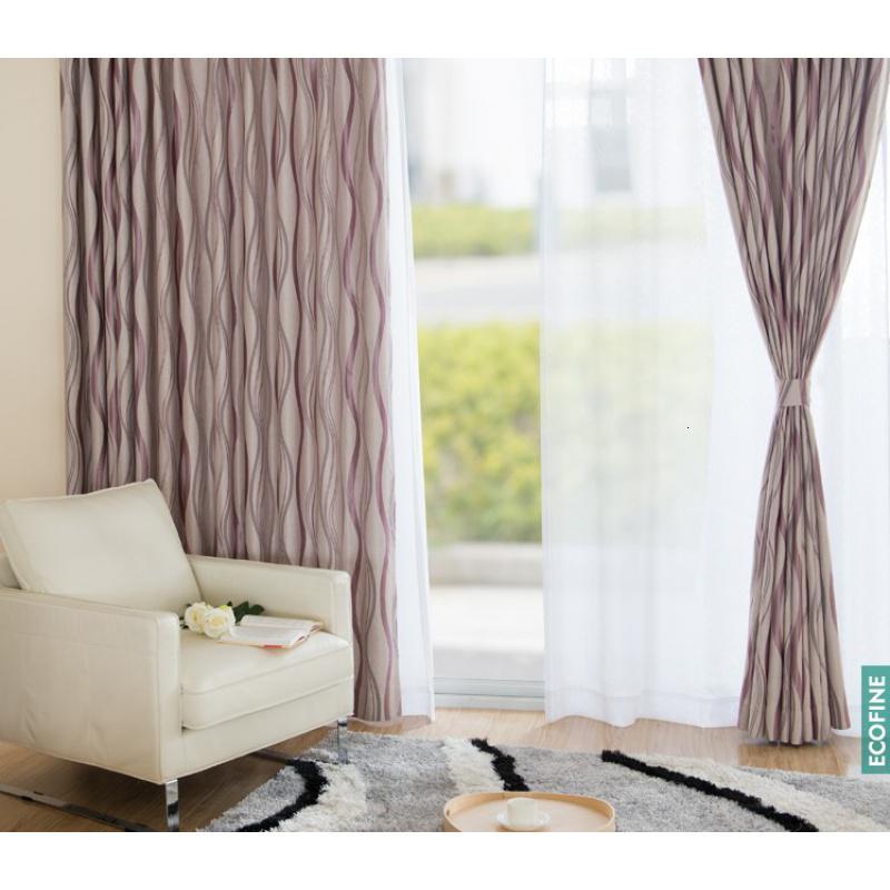 美帮汇提花条纹遮光卧室窗帘布简约现代客厅成品研磨