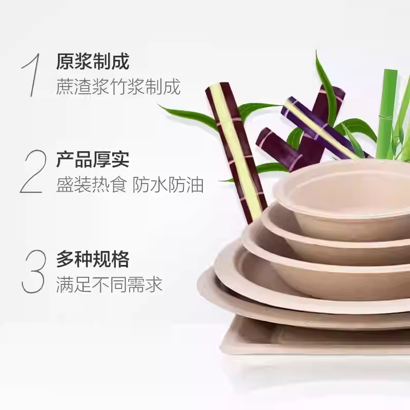 妙洁一次性盘子家用生日野餐烧烤蛋糕纸盘餐盘纸碗加厚可降解餐具小号圆盘1包（直径16cm）共10只高清大图