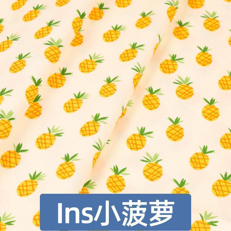 棉布布料纯棉婴儿宝宝床品面料儿童床单被子斜纹印花_273 默认尺寸 Ins小菠萝(加密款)