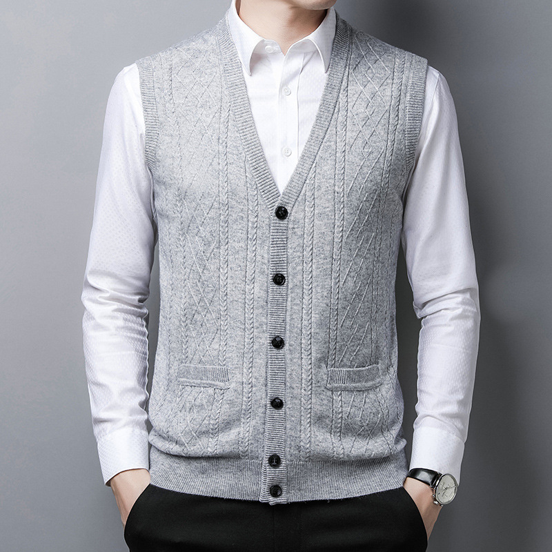 男士针织开衫马甲