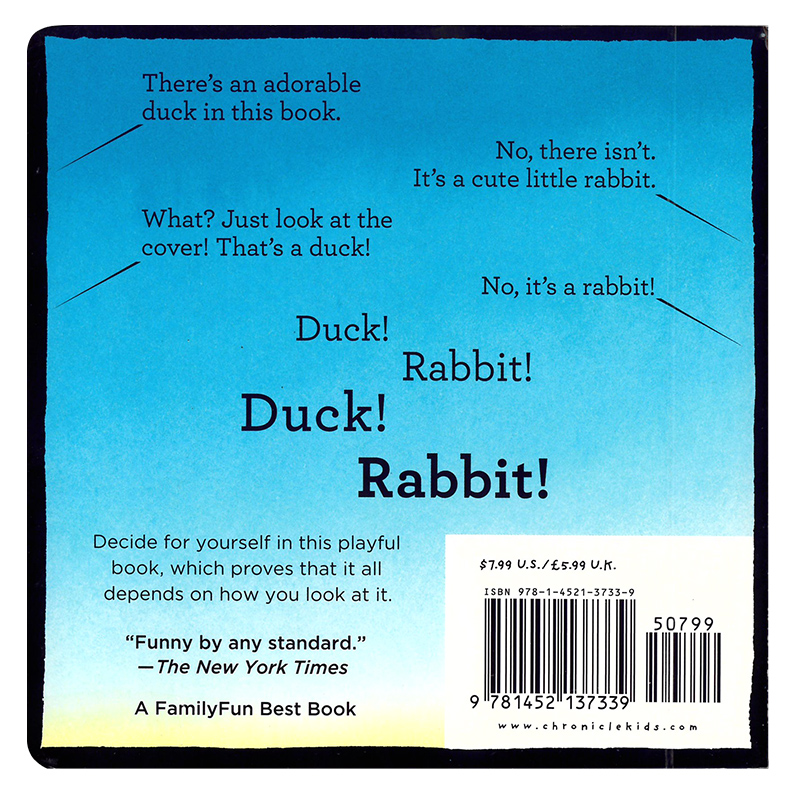 [正版]鸭子还是兔子 英文原版绘本 Duck! Rabbit 鸭子兔子 英语启蒙纸板书 幼儿认知思维拓展 吴敏兰书单高清大图
