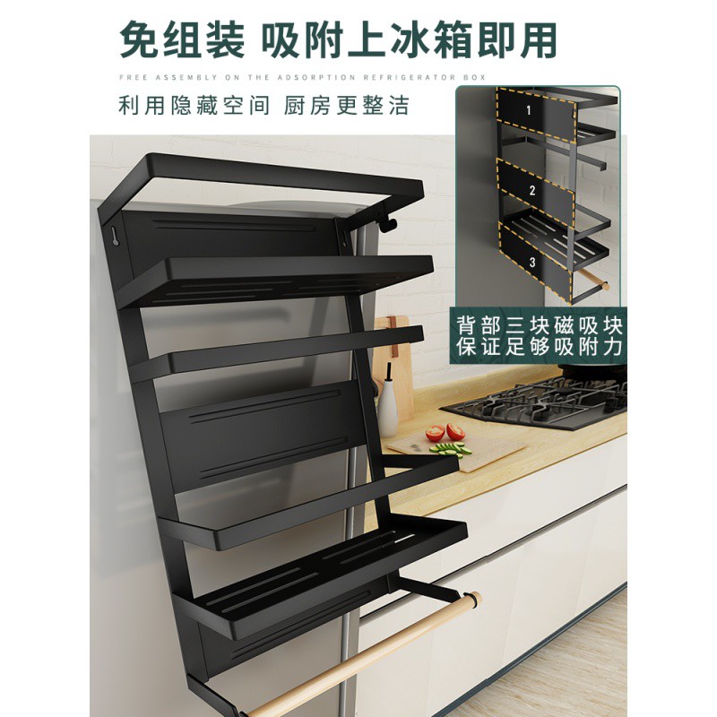 磁吸冰箱置物架洗衣机侧面壁挂架多功能厨房家用纸巾保鲜膜收纳架收纳层架 三维工匠高清大图