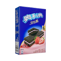 奥利奥(OREO) 威化饼干 零食 双心脆草莓口味87g