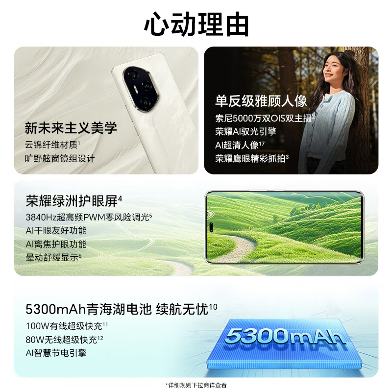 荣耀300 Pro 星光沙 16GB+512GB 第三代骁龙8芯 5G 5300毫安青海湖电池 100W快充 拍照手机高清大图