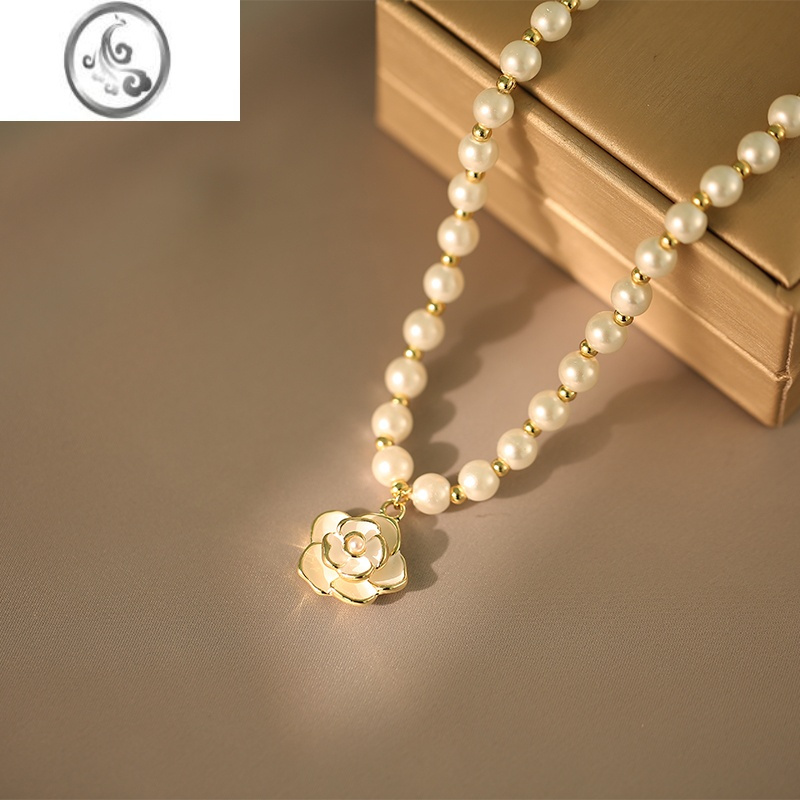 jimi白色山茶花项链2023年新款网红轻奢小众设计感锁骨链气质配饰