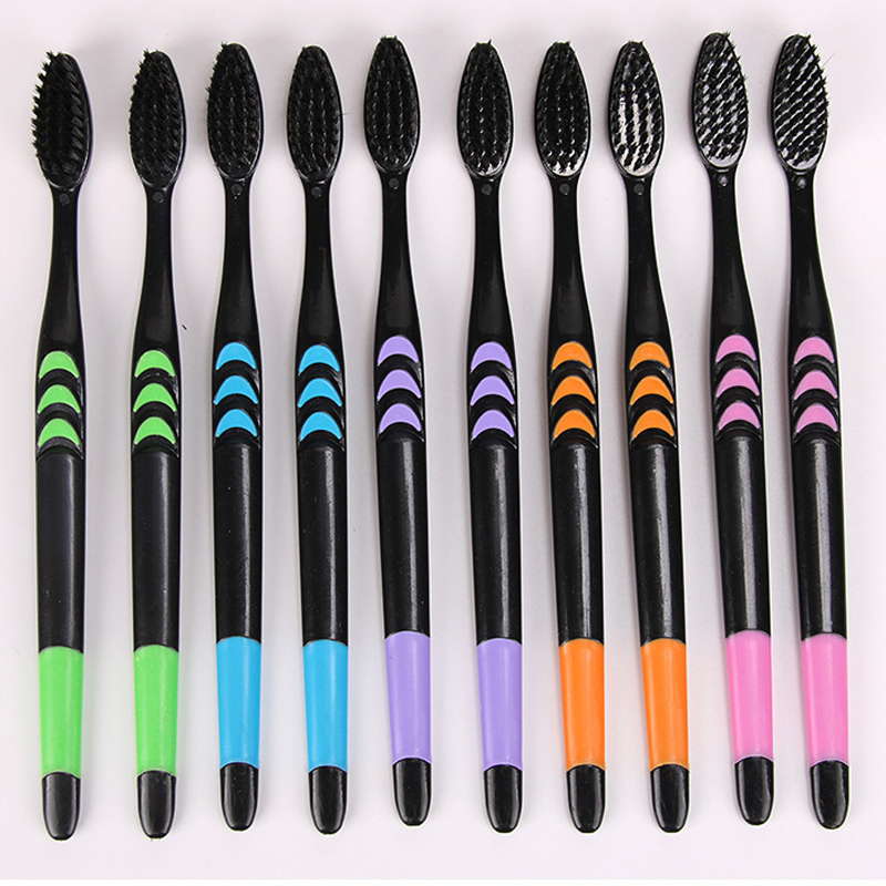 健牌竹炭细毛软毛成人家用牙刷10支装2卡