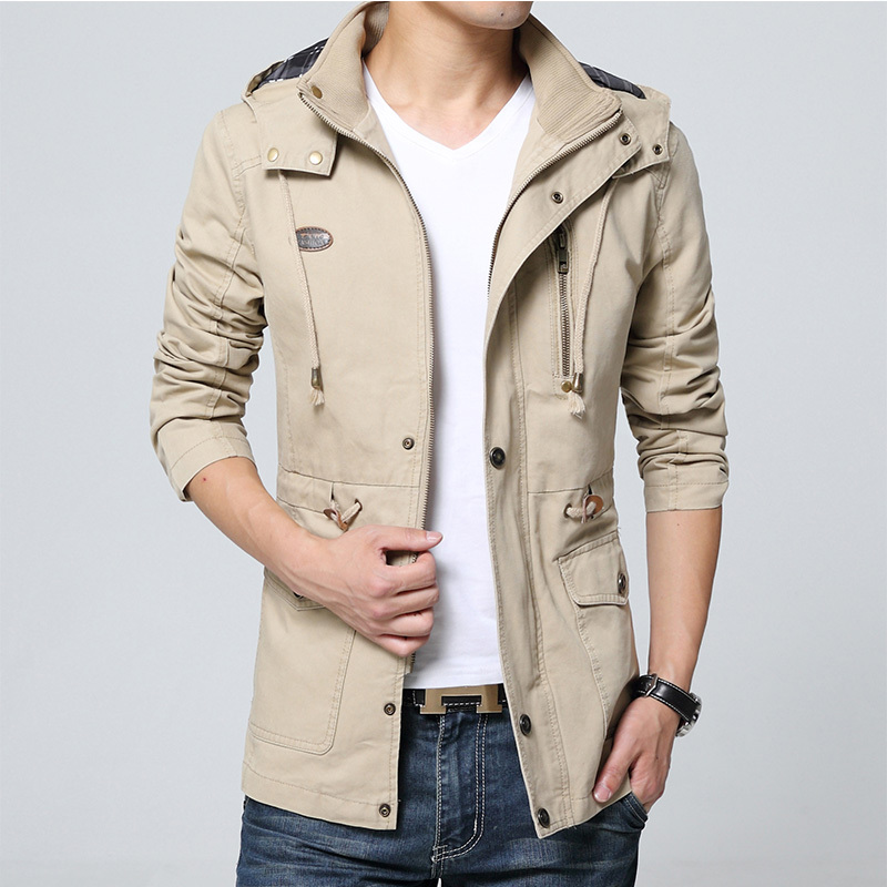 yuansu外套男秋冬男装薄款夹克上衣秋装男士衣服褂子中长款风衣外衣