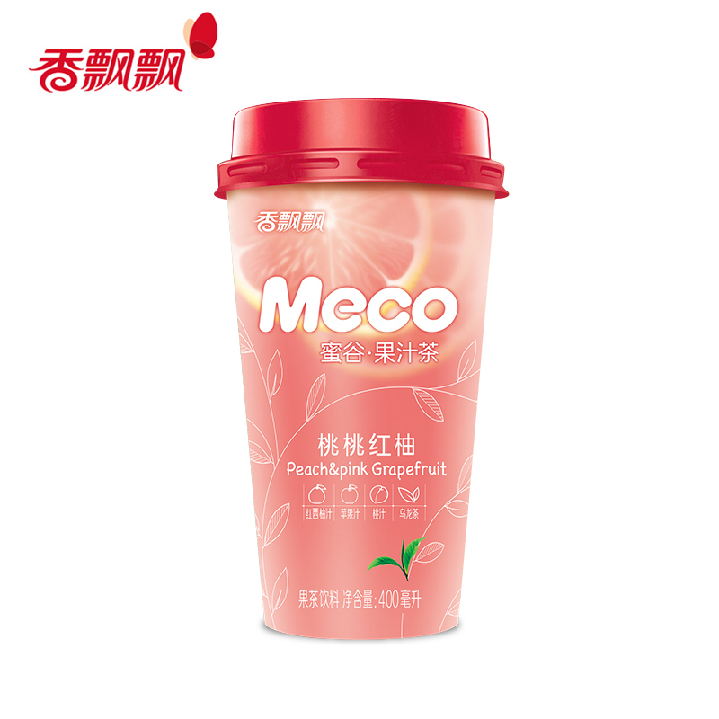 桃桃红柚6杯 香飘飘奶茶meco蜜谷果汁茶杯装 果味茶饮桃桃红柚味 果汁茶6杯装