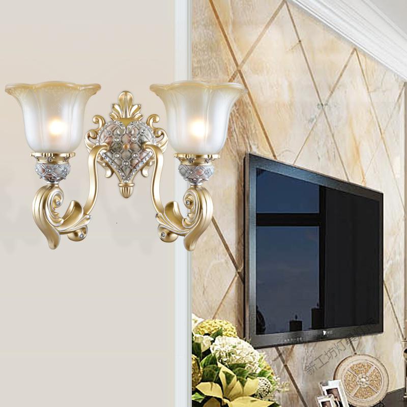 苏宁放心购 欧式壁灯床头复古卧室过道灯创意客厅简欧过道灯具楼梯镶钻灯饰高清大图