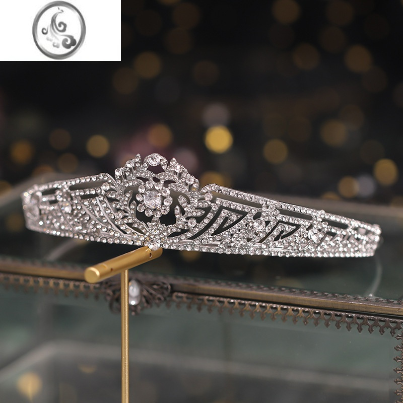 jimi新款欧美巴洛克皇冠新娘头饰简约合金水钻高级结婚婚纱公主王冠