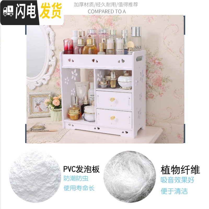 三维工匠欧式抽屉式化妆品收纳盒简约家用整理护肤品桌面梳妆台口红置物架高清大图