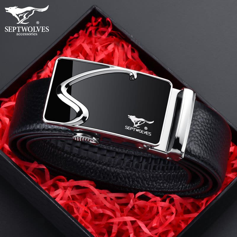 七匹狼皮带男士真皮腰带纯正品高档品牌牛皮生日礼物送爸爸裤带潮图片