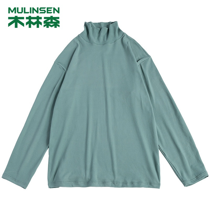 [直营]木林森(MULINSEN)纯色长袖T恤男秋冬柔软亲肤百搭高领打底衫卫衣户外休闲衣