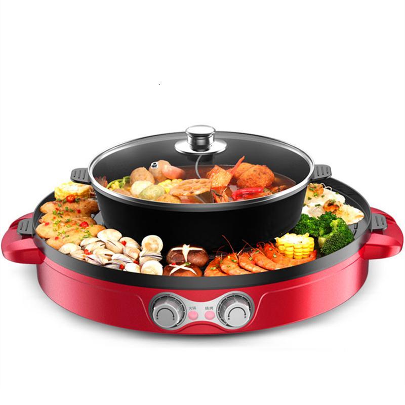 韩式双分体火锅烧烤涮烤一体锅时光旧巷家用电烤盘无烟不粘烤肉机电