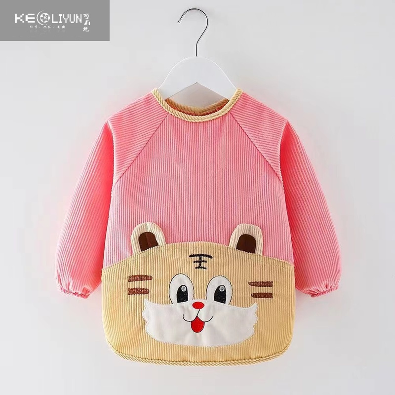 可莉允宝宝罩衣儿童罩衣吃饭围兜反穿衣防水防脏男女儿童冬加厚护衣