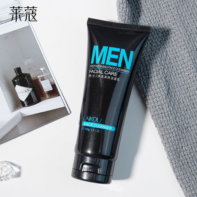 莱蔻LAIKOU男士净透清爽洁面乳100g保湿补水滋润营养洁面乳高清大图