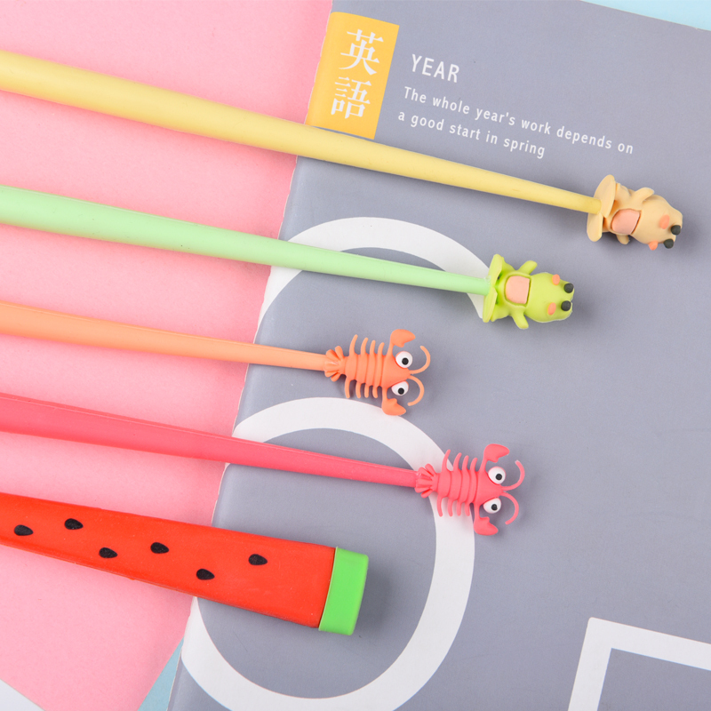 当季新品 递乐 0.5mm小龙虾造型中性笔可爱卡通创意学生文具用品签字笔水笔 3132红色