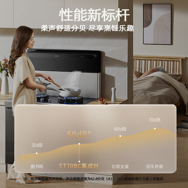 火星人ET70天然气右排烟蒸烤消炸集成一体灶家用蒸烤箱集成油烟机