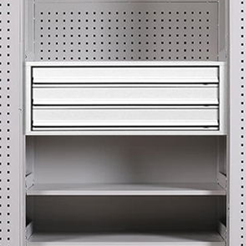 珩逸工具柜加厚铁皮储物柜工厂车间用带抽屉汽修多功能收纳柜通门内三抽柜灰白色高清大图