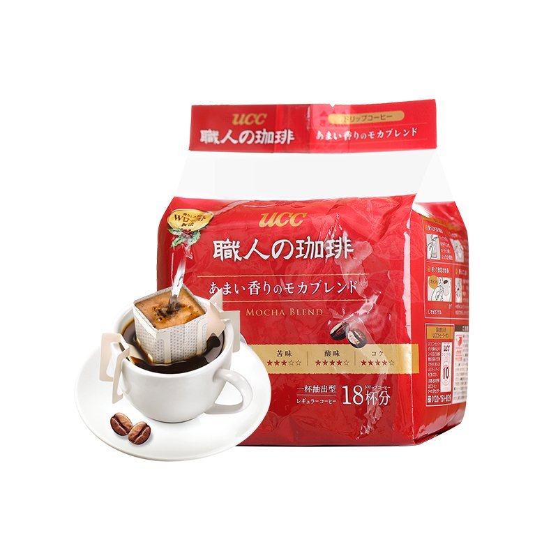 日本原装进口 UCC(悠诗诗)职人挂耳咖啡粉(醇香摩卡)126g/袋 滴滤速溶纯黑咖啡深厚浓郁18杯