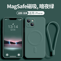 安美宝 苹果14/13手机壳新款磁吸iPhone12液态硅胶13promax镜头保护mags壳 iPhone15ProMax 暗夜绿