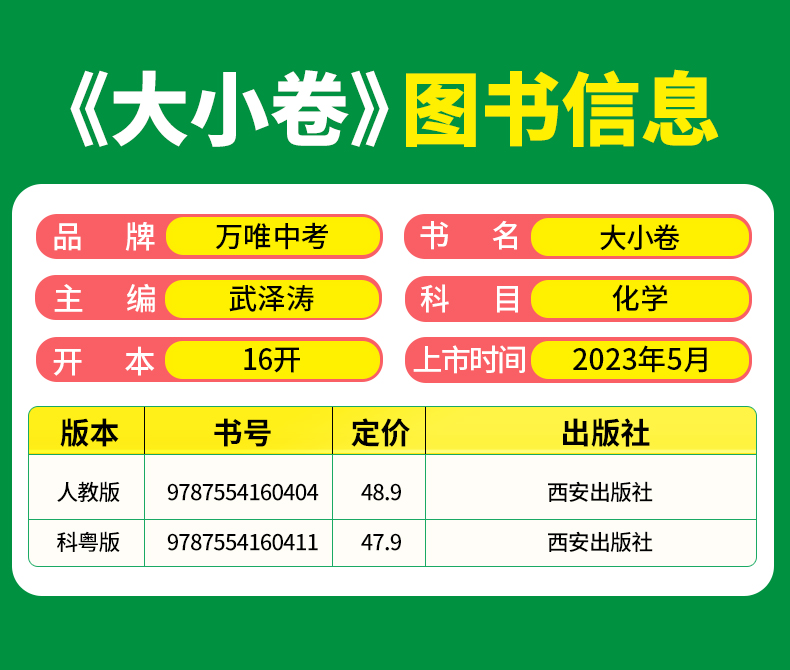 2025版万唯中考 大小卷九年级化学全一册人教版初中专题训练初三化学9年级单元同步训练试卷知识大全期中模拟期末复习冲刺高清大图
