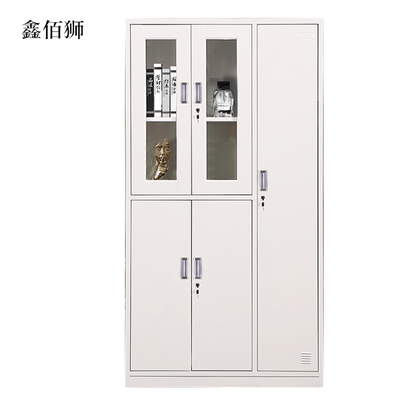 鑫佰狮钢制五门玻璃更衣柜员工柜铁皮职工储物柜带锁文件柜鞋柜资料柜子