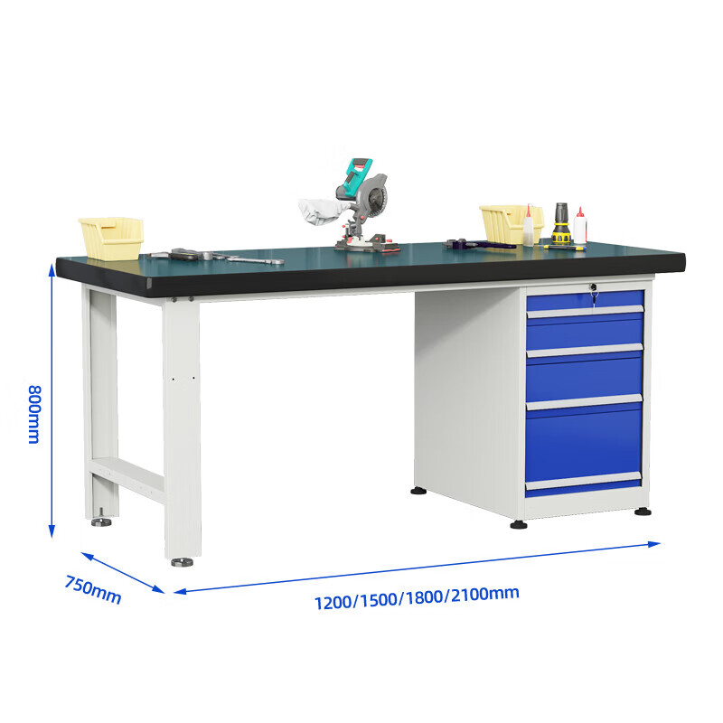 戴劲重型防静电工作台操作台钳工台车间多功能检验台1.8米固定四抽高清大图