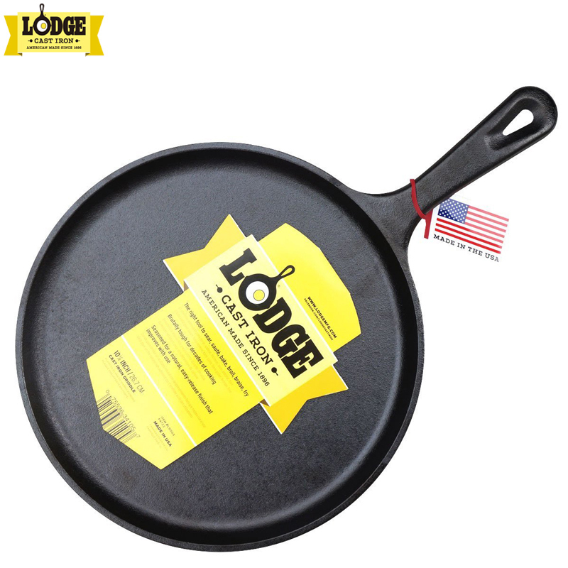 Lodge洛极洛矶美国进口无涂层不粘铸铁平底烙饼锅煎锅披萨烤盘煎饼锅27cm