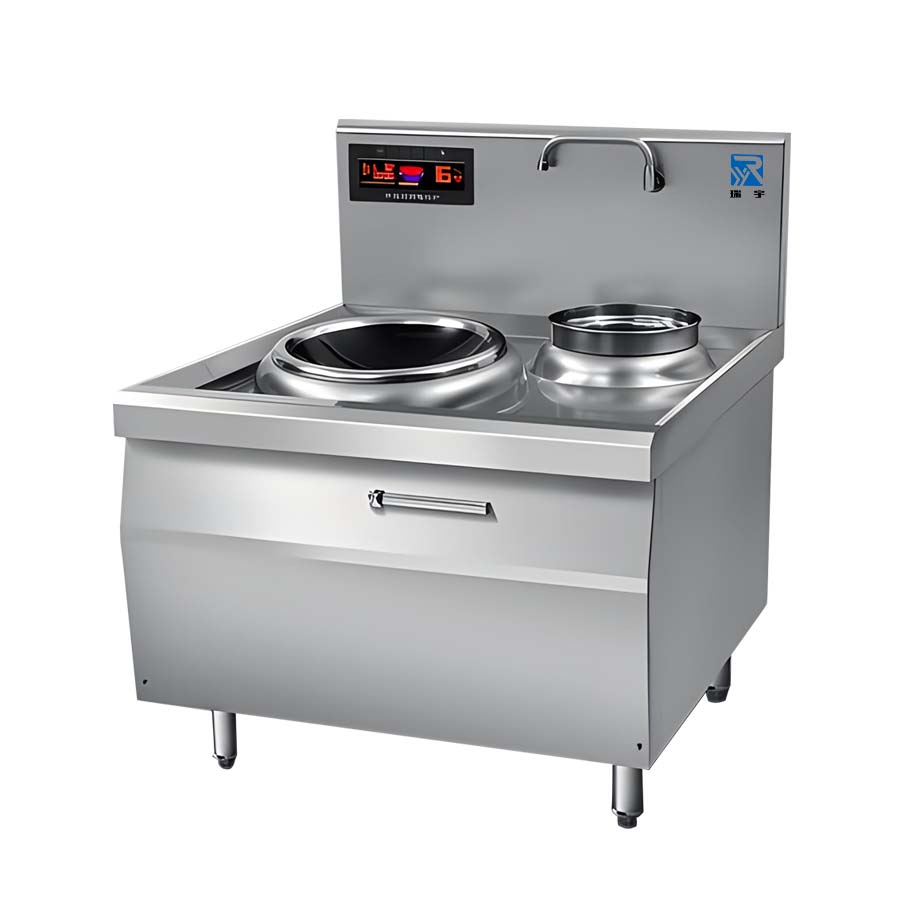 瑞宇牌商用电磁单炒单温炒灶950*800*800+300/380V/50HZ/15kw配40锅1个高清大图