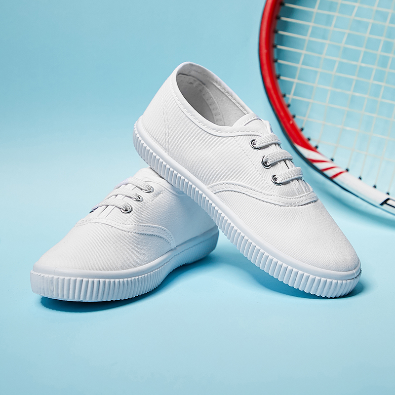 鞋学生童鞋帆布鞋松紧带幼儿园白布鞋男童女童球鞋帆布鞋儿童帆布鞋