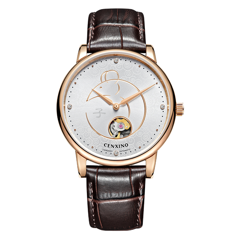 卡斯诺cenxino女表自动机械手表钢带皮带商务简约文艺ins风森系女表c