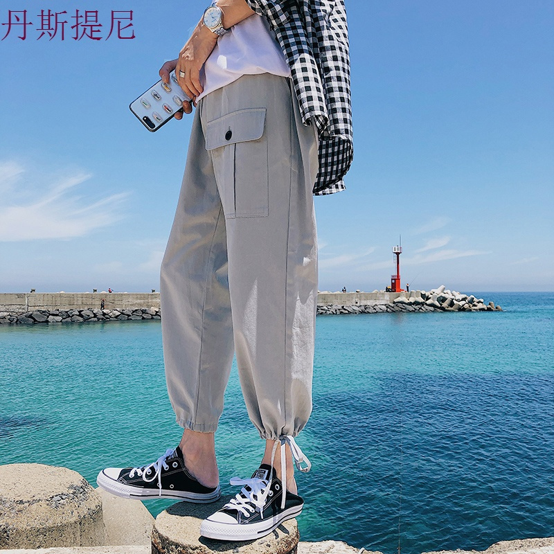 工装裤男裤子休闲裤夏季薄款韩版潮流九分裤宽松小脚裤新款运动裤