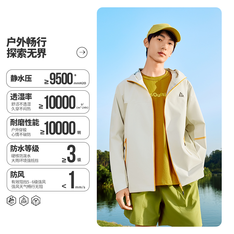 361°冲锋衣男新款防风防水冲锋衣男士微宽松户外运动外套高清大图