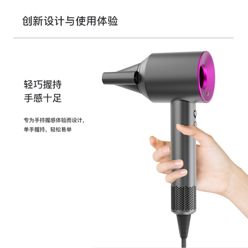 巴赫约翰XF-09新一代电吹风机负离子护发速干大风力便携家用 柔顺护发家用电吹风机 玫瑰红 XF-09高清大图