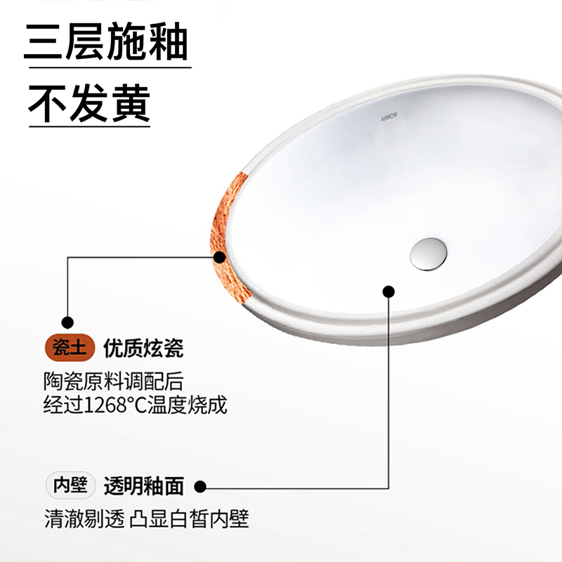 箭牌(arrow)洗脸盆卫生间洗手盆艺术盆陶瓷洗面盆AP402E
