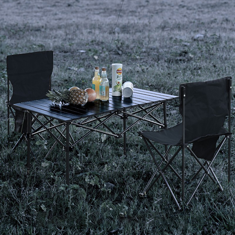 铁斯特 户外折叠桌椅(TST-LX056 1.2米黑长桌+6把椅)