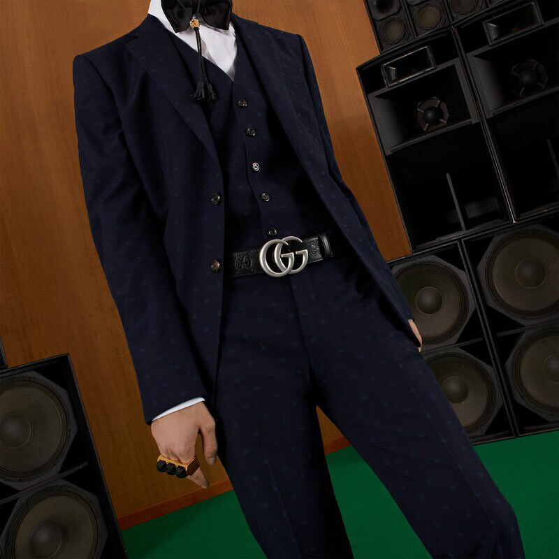 gucci古驰男士皮革仿古做旧双g带扣板扣式皮带腰带4cm4068311w3af