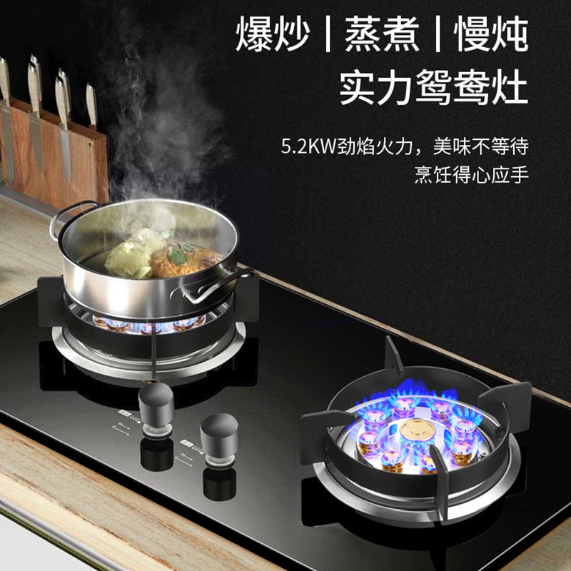 尊威燃煤气双灶猛火大火力750大面板大尺寸650*350-700*400大开孔全包底壳|5.2KWB002-A(液化气)高清大图