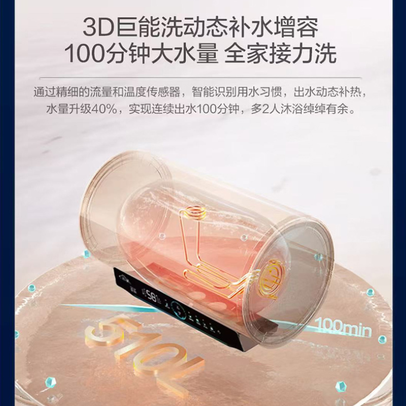 海尔(Haier)电热水器80升一级能效3000W速热3D聚能速热健康抑菌一级能效金刚无缝胆APP智控 E305高清大图