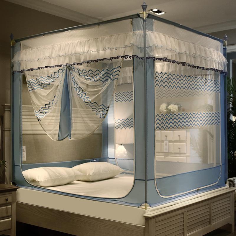 美帮汇三开坐床拉链蚊帐1.5米/1.8m床家用蒙古包公主加密加厚支架防摔高清大图