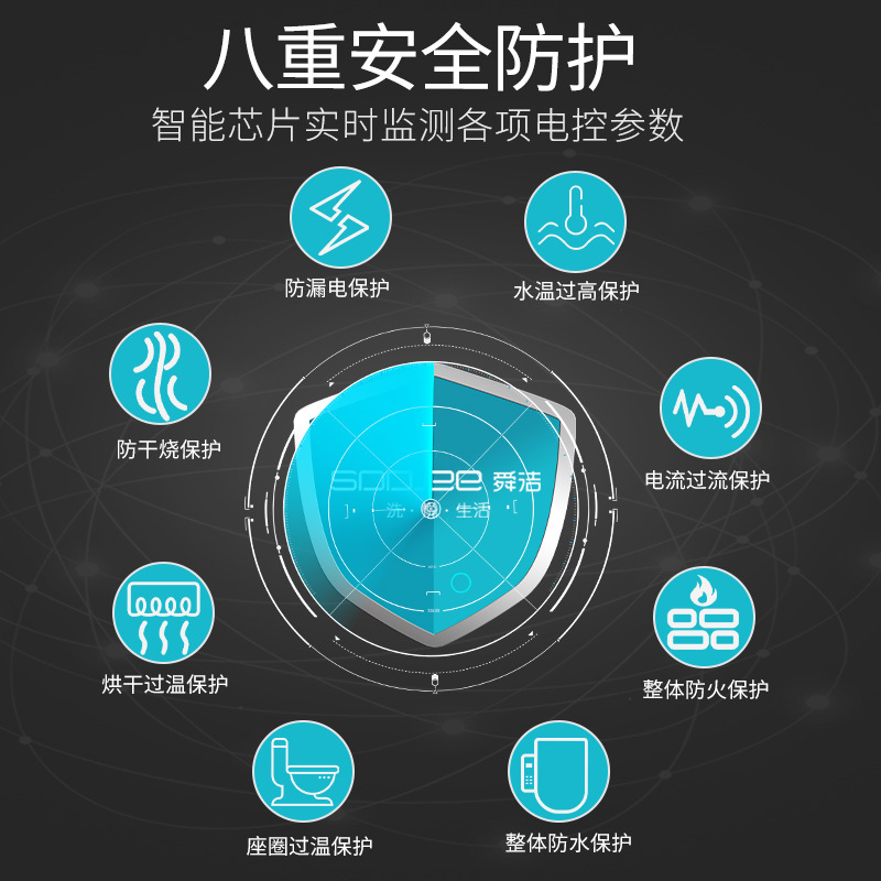 舜洁智能马桶盖全自动家用即热式冲洗器全功能电动坐便盖加热烘干