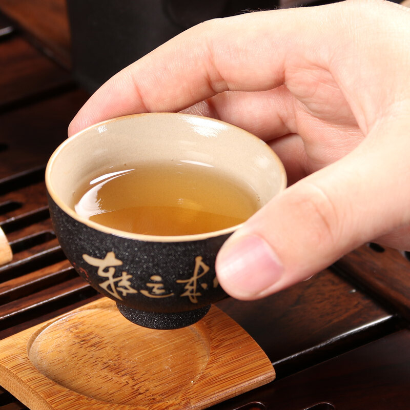 尚帝整套功夫茶具茶壶自动泡茶器陶瓷茶杯实木四合一茶台黑檀木茶盘祥龙细哑黑时来运转智能旋转电热炉套装