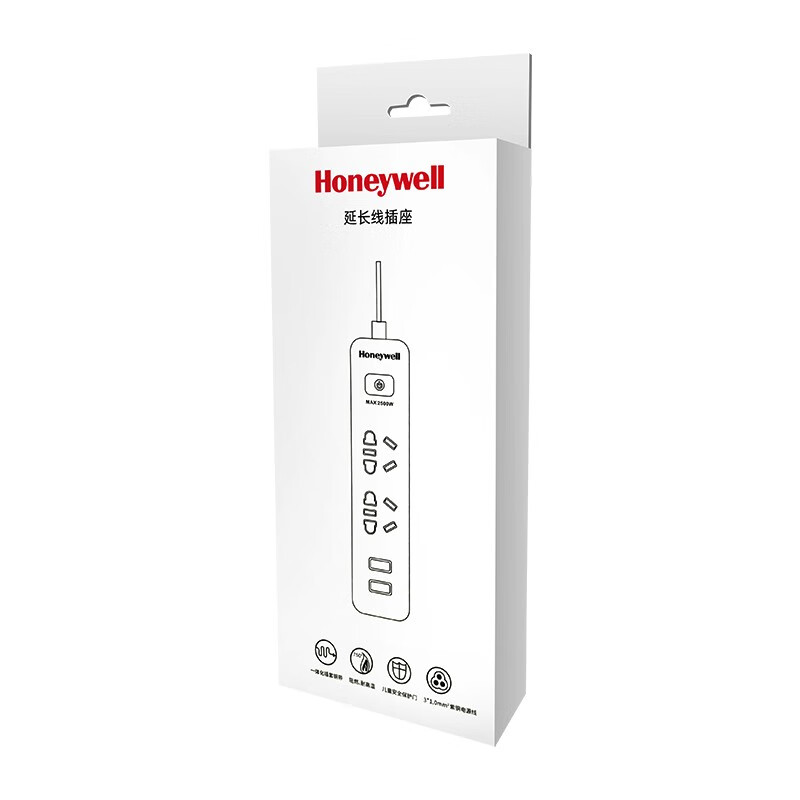 霍尼韦尔/Honeywell带USB充电二位五孔延长线插座1.2M HT2SU2KG(个)高清大图
