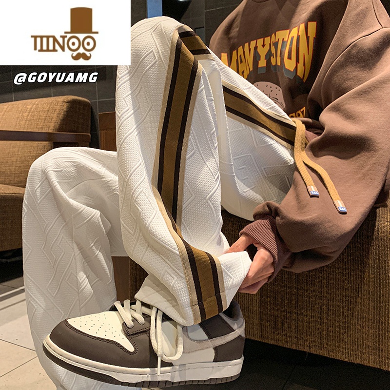 YANXU裤子男2023新款潮牌美式痞帅运动卫裤直筒宽松阔腿休闲长裤高清大图