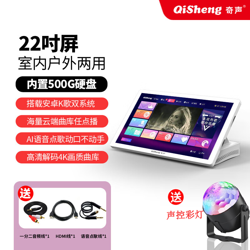 奇声专业点歌机语音点歌扫码点歌智能点歌机触摸屏点歌台家用 22英寸台式-内存500G