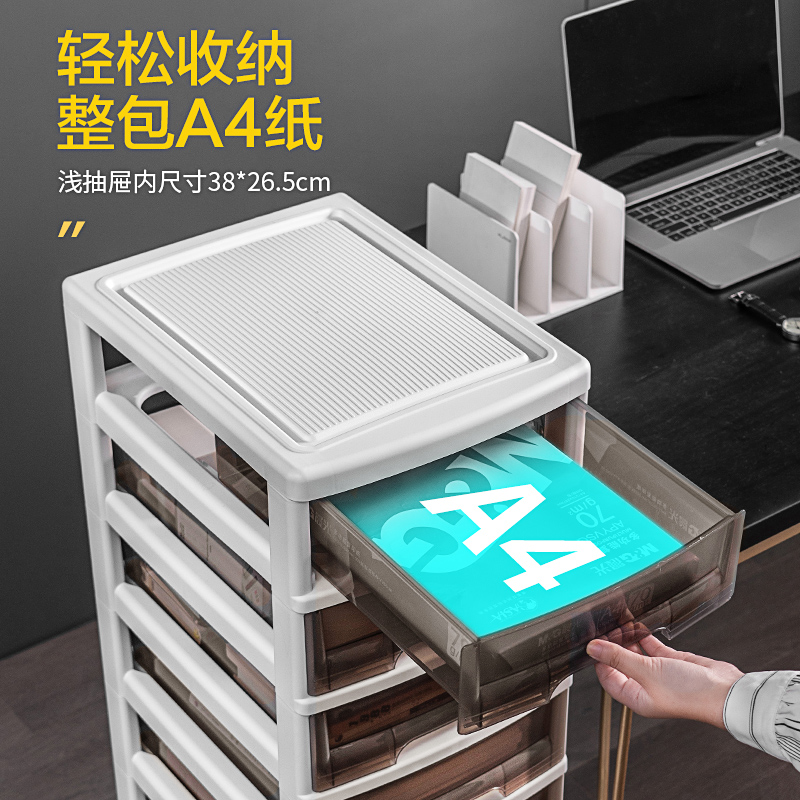 JEKO&JEKO 透明文件整理柜美甲收纳柜子抽屉式多层可移动办公室置物架塑料箱高清大图