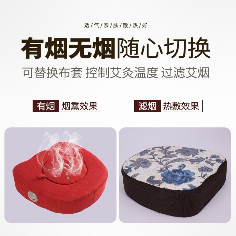 艾灸仪家用坐灸仪熏蒸坐盆全身坐垫家庭式妇科臀部艾灸家用仪 红色 送隔姜盘+镊子+图